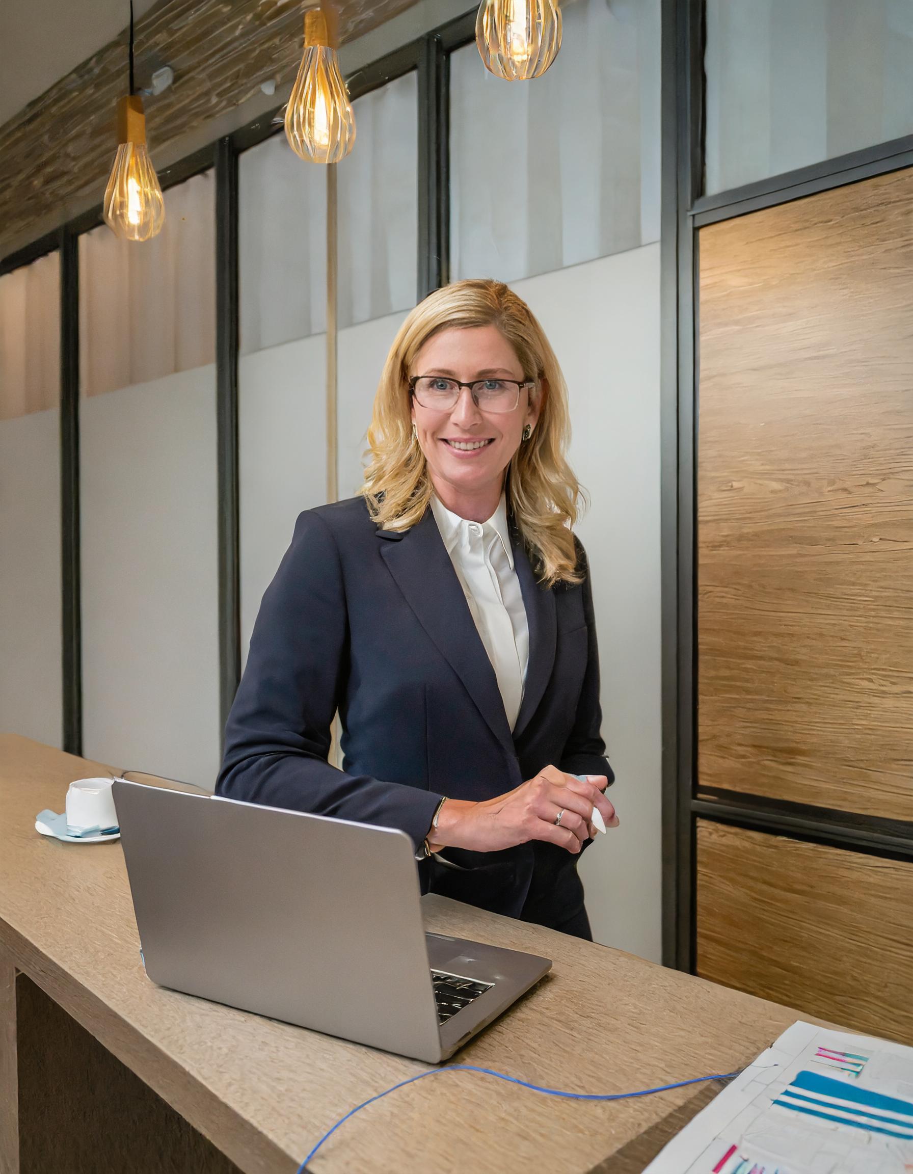 Teammitglied Miriam Schneider, professionell in einem Büro